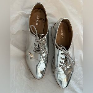 Patent silver Aldo creepers, women’s size 10
